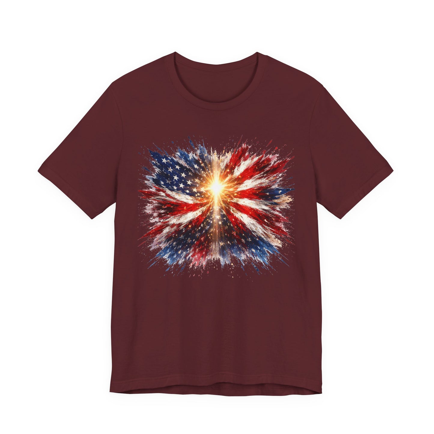 American Flag Explosion T‑Shirt — Patriotic Firework USA Tee