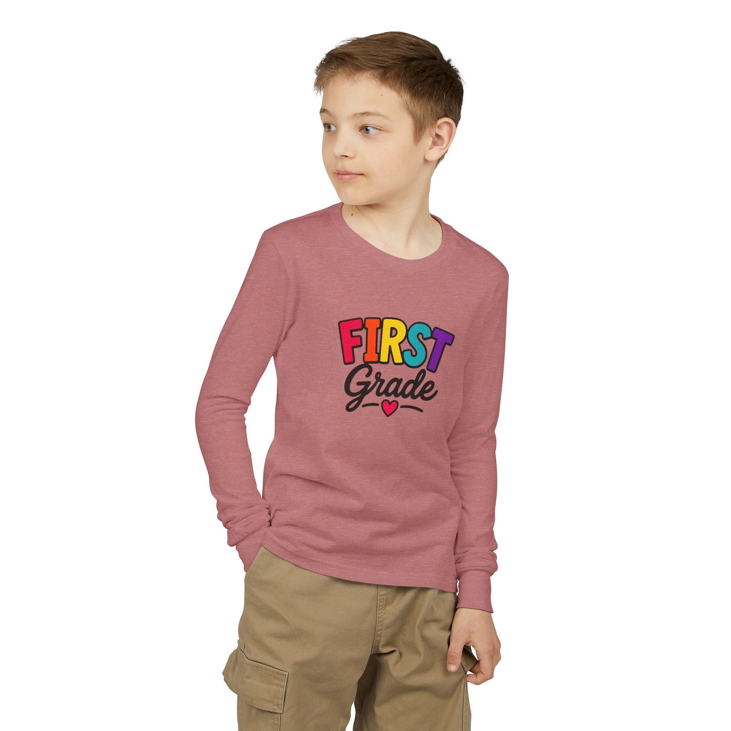 First Grade Kids Long Sleeve Tee — Colorful Back-to-School Shirt
