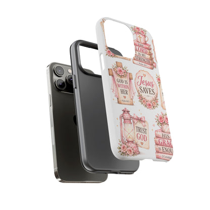 Faith Phone Case — 'Jesus Saves' Floral Christian Scripture iPhone Case