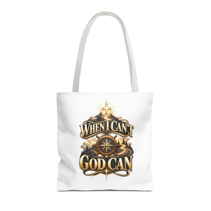 When I Can’t, God Can Christian Tote Bag – Faith Inspirational Beach Carryall