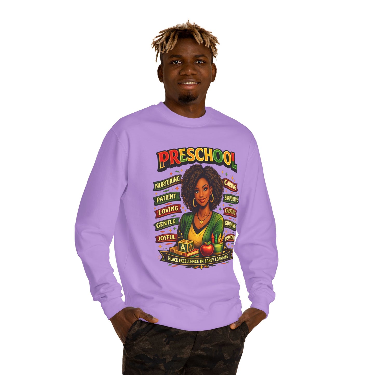Preschool Teacher Sweatshirt — 'Preschool: Nurturing, Patient, Loving' Tribute Pullover