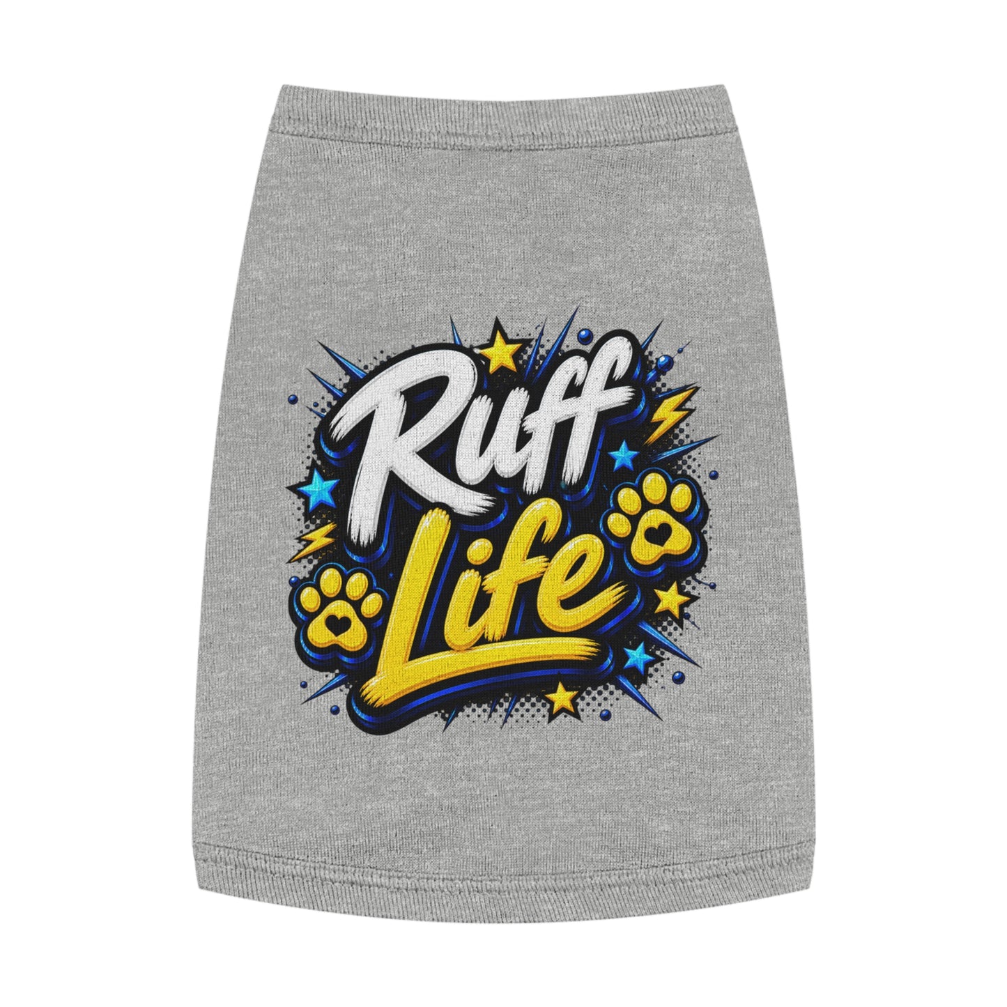 Ruff Life Pet Tank Top - Funny Dog Shirt with Paw Prints & Stars