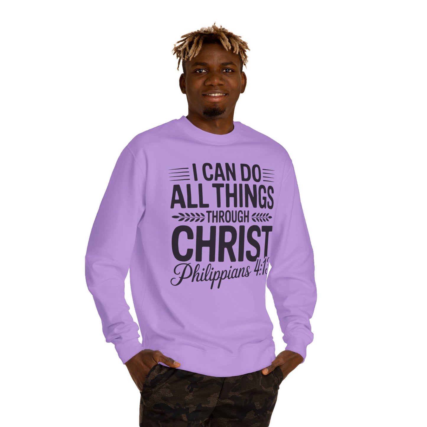 Philippians 4:13 Sweatshirt — "I Can Do All Things Through Christ" Christian Crewneck