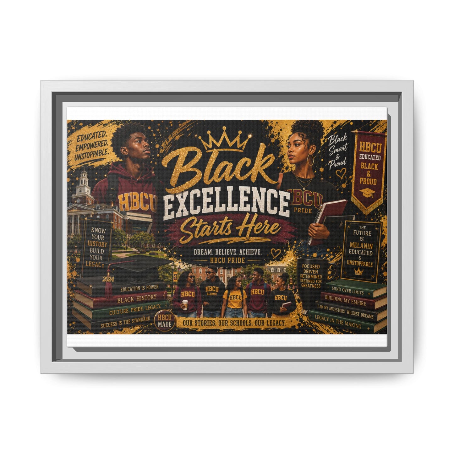 Black Excellence Starts Here Framed Canvas