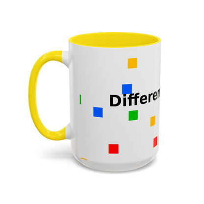 Accent Coffee Mug — 'Different Not Less' Pride-Inclusive Color Block Design (11/15oz)