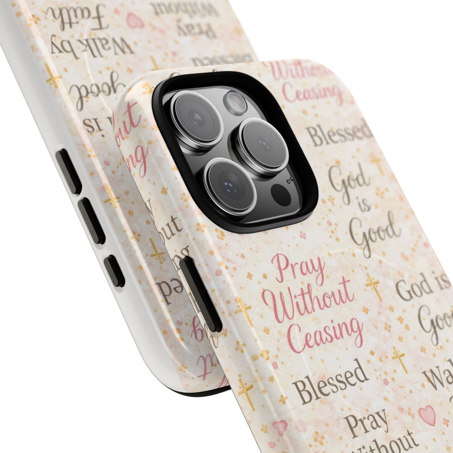 Christian Faith Magnetic Phone Case — "Pray Without Ceasing" Patterned Tough Case