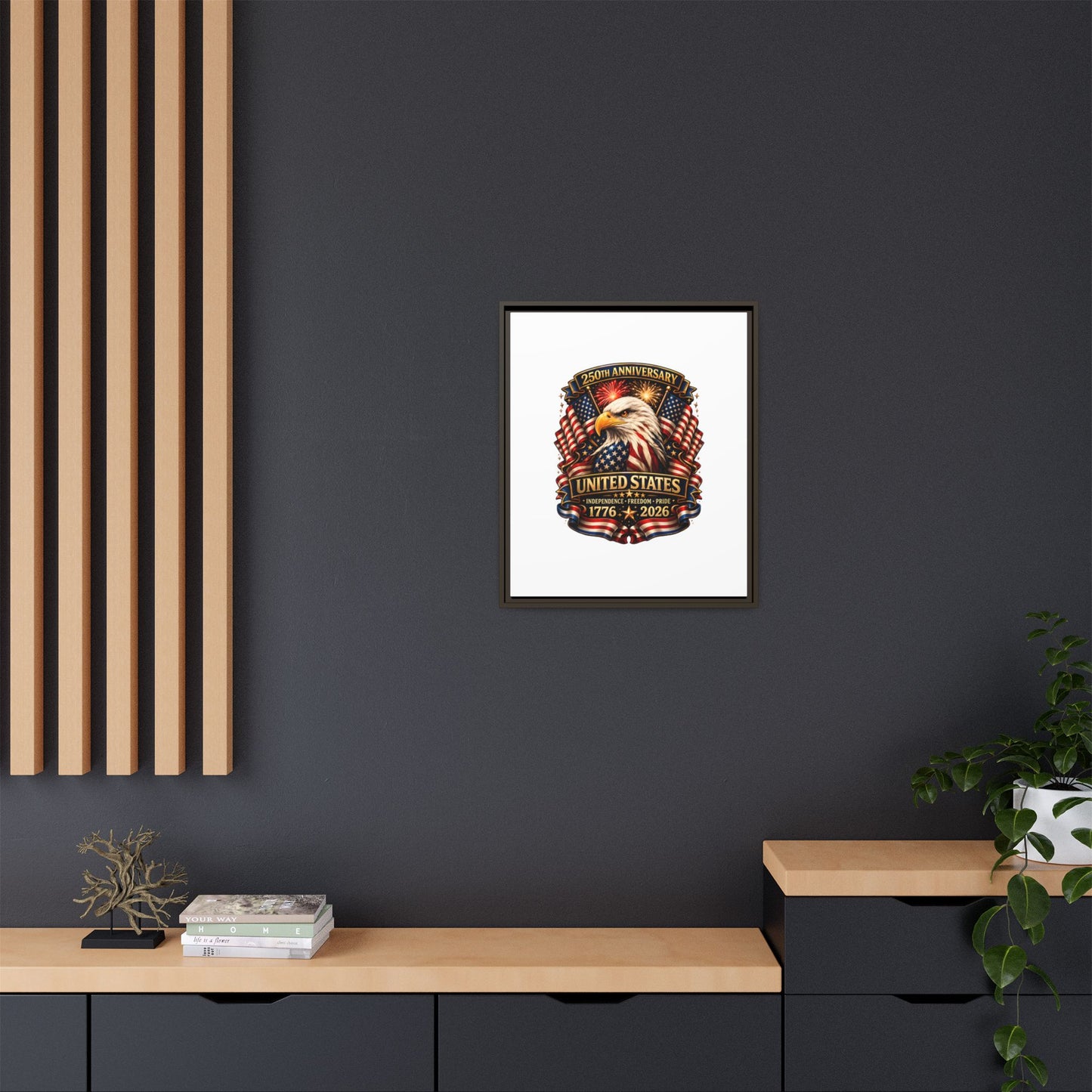 Patriotic Eagle 250th Anniversary Framed Canvas Print — United States 1776–2026