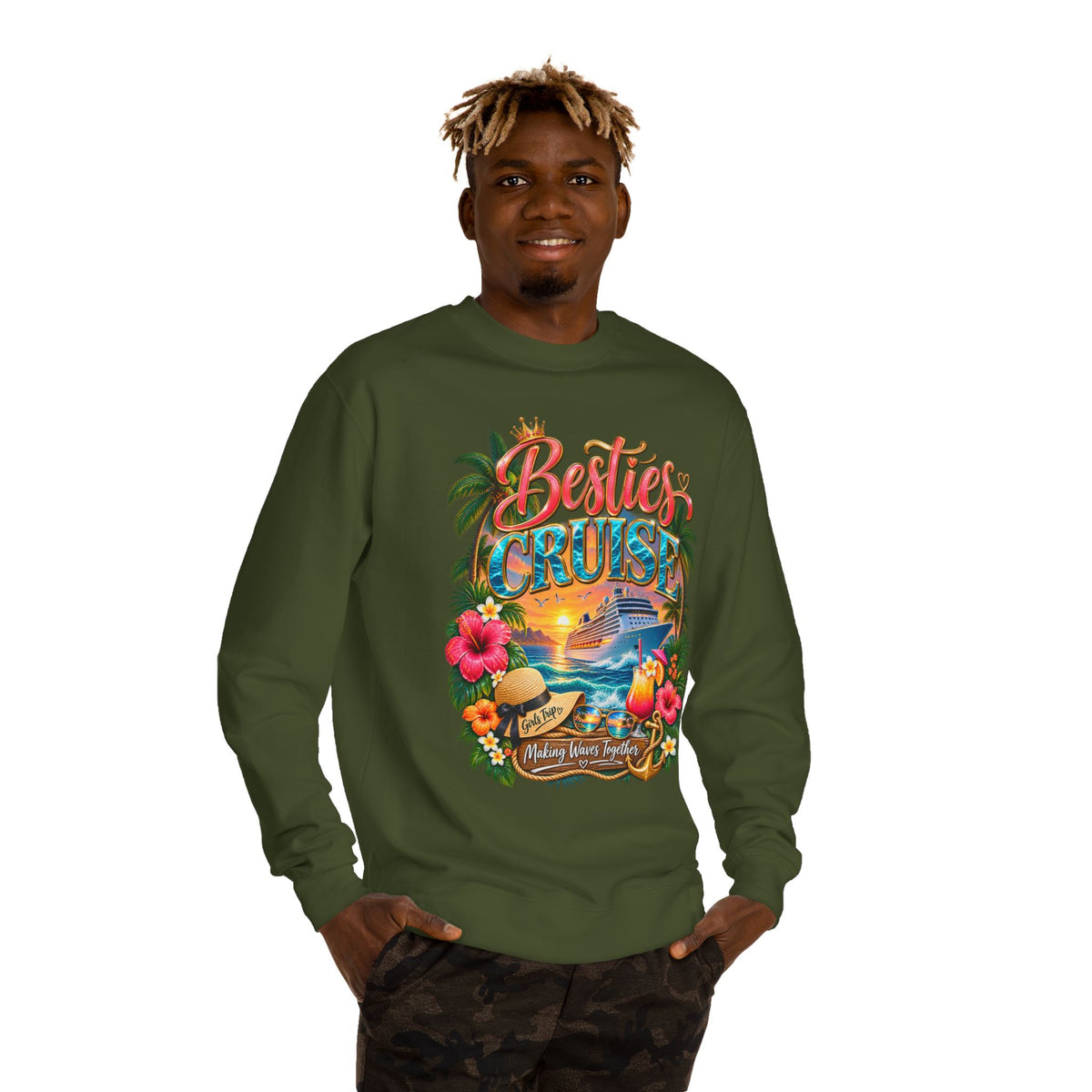 Besties Cruise Sweatshirt — Friends Tropical Vacation Pullover