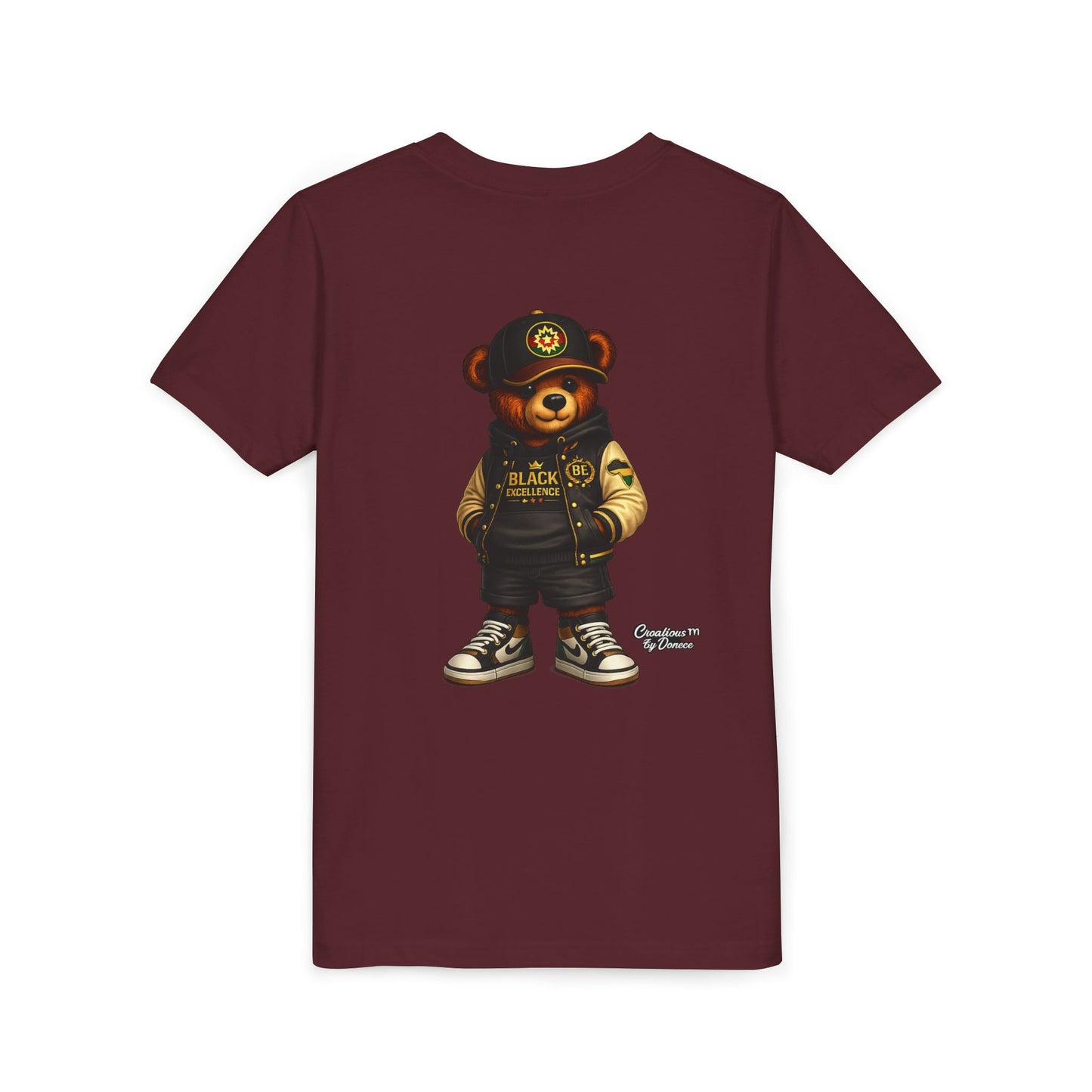 Youth Tee — Streetwear Teddy Bear Graphic (Black Varsity)