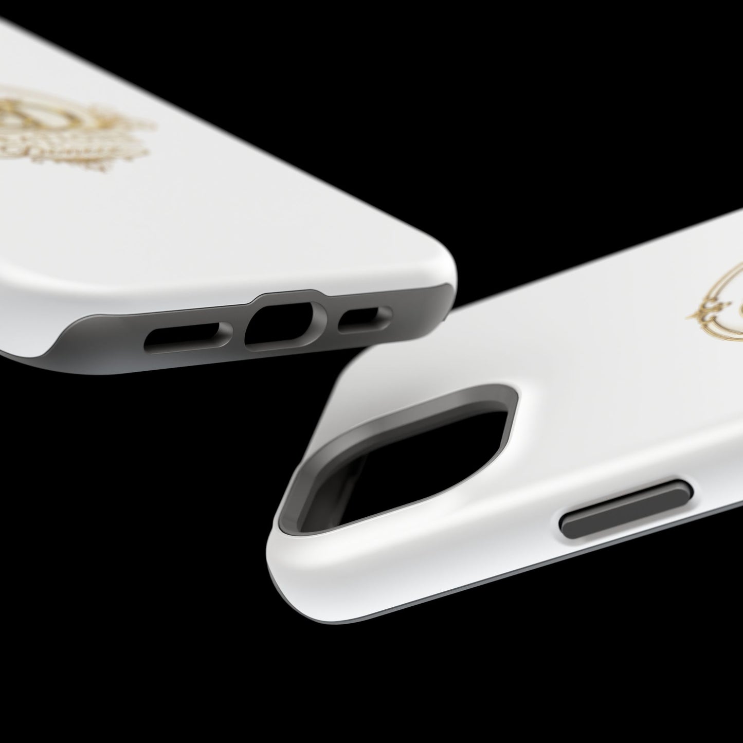 Magnetic Impact-Resistant Phone Case — Gold Floral Crest Logo