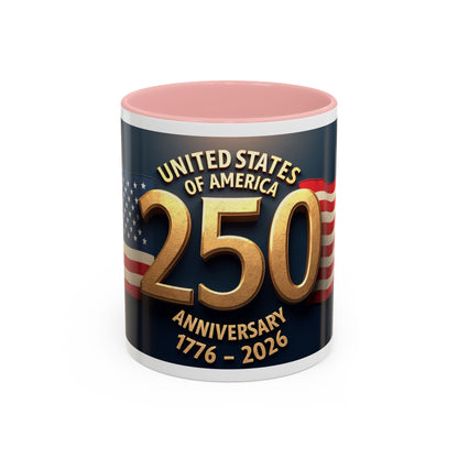 250th Anniversary Coffee Mug — United States of America 1776–2026 Patriotic Accent Mug