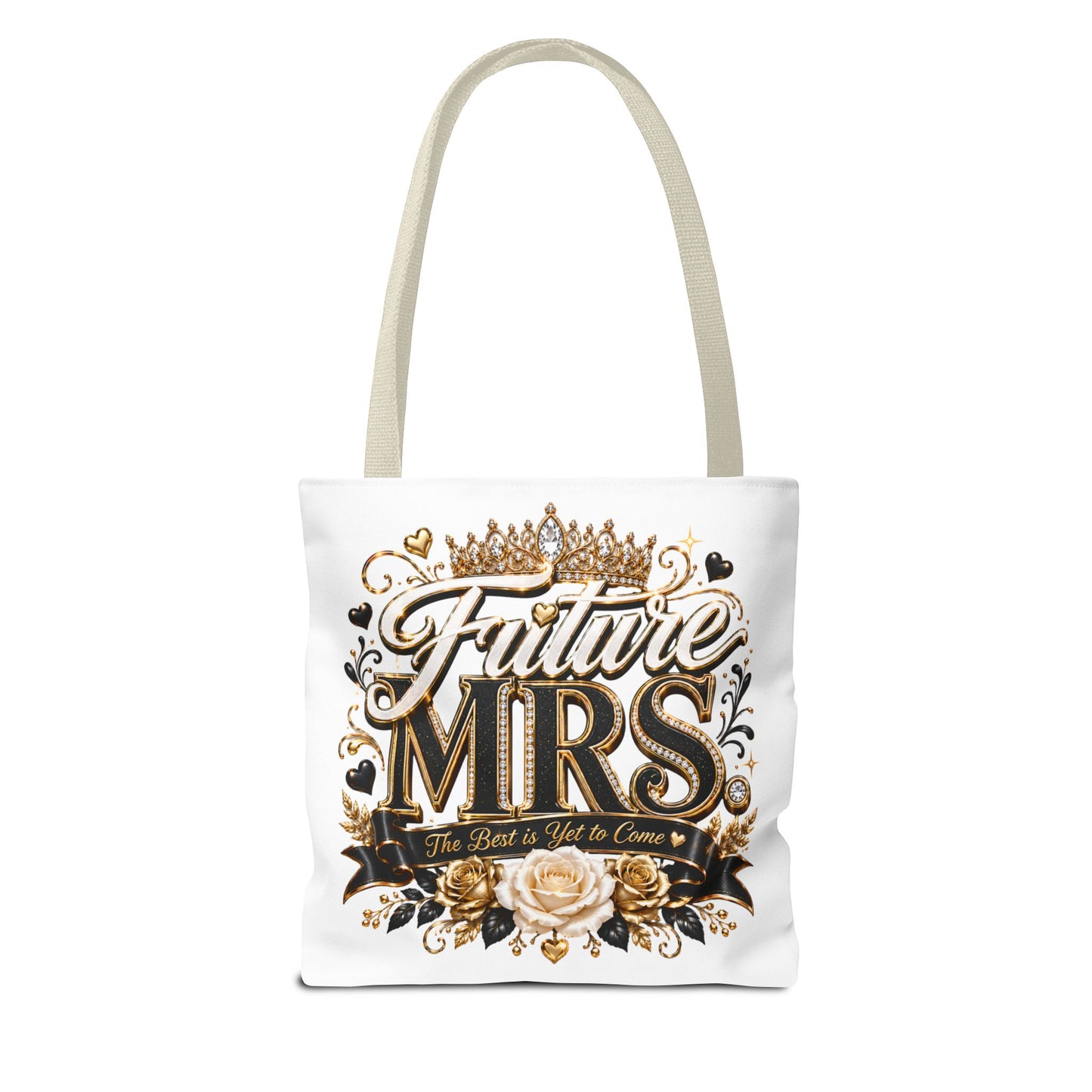 Future Mrs. Tote Bag — Bridal Bachelorette Gift Bag with Gold Crown Design
