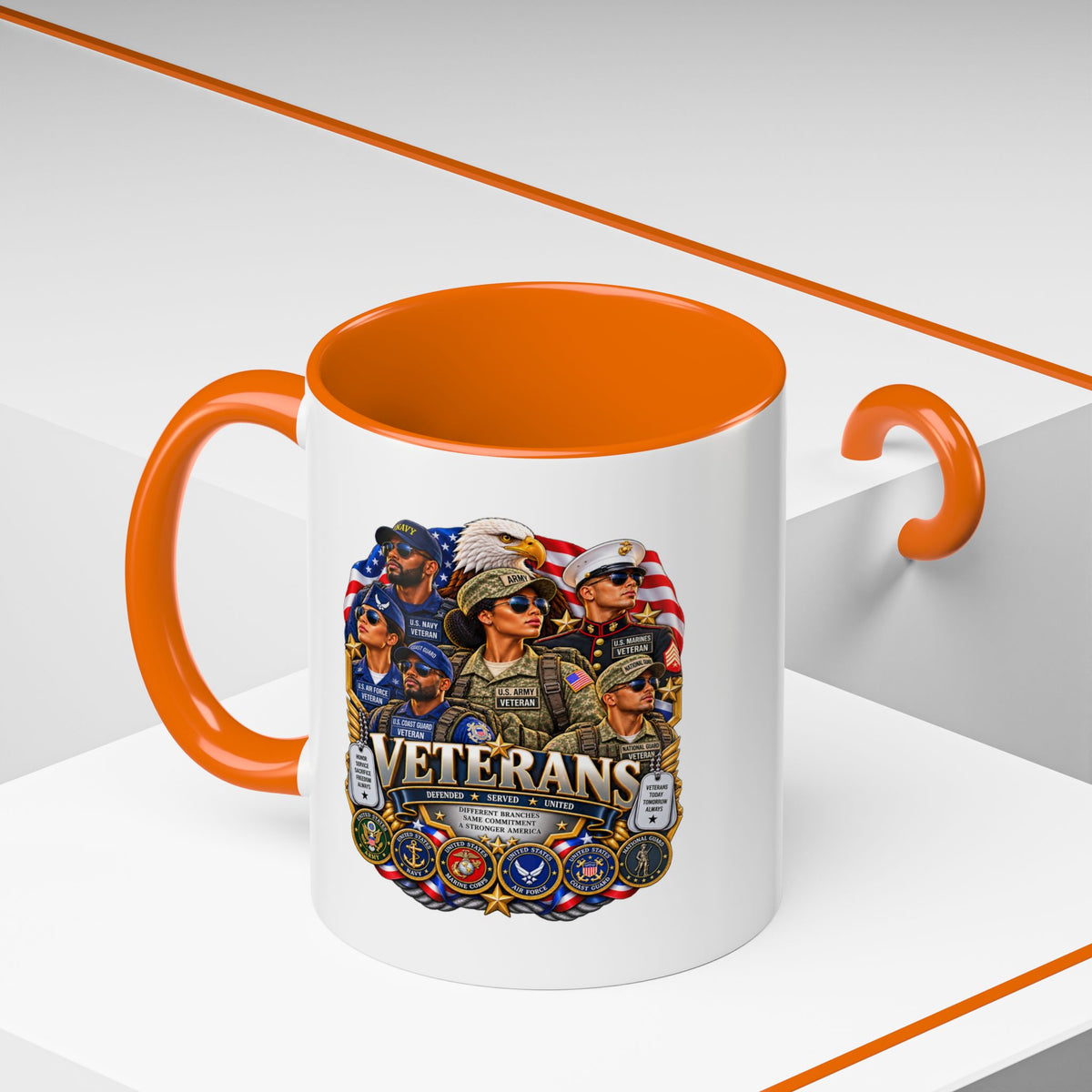Veterans Tribute Accent Coffee Mug — Patriotic Military Veteran Gift (11/15oz)