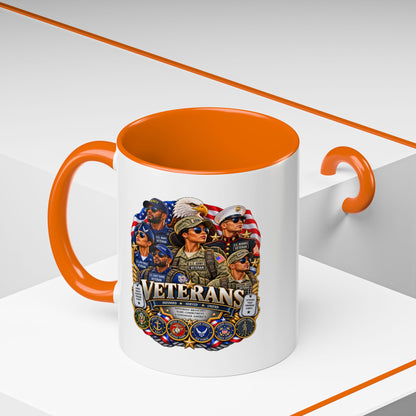 Veterans Tribute Accent Coffee Mug — Patriotic Military Veteran Gift (11/15oz)