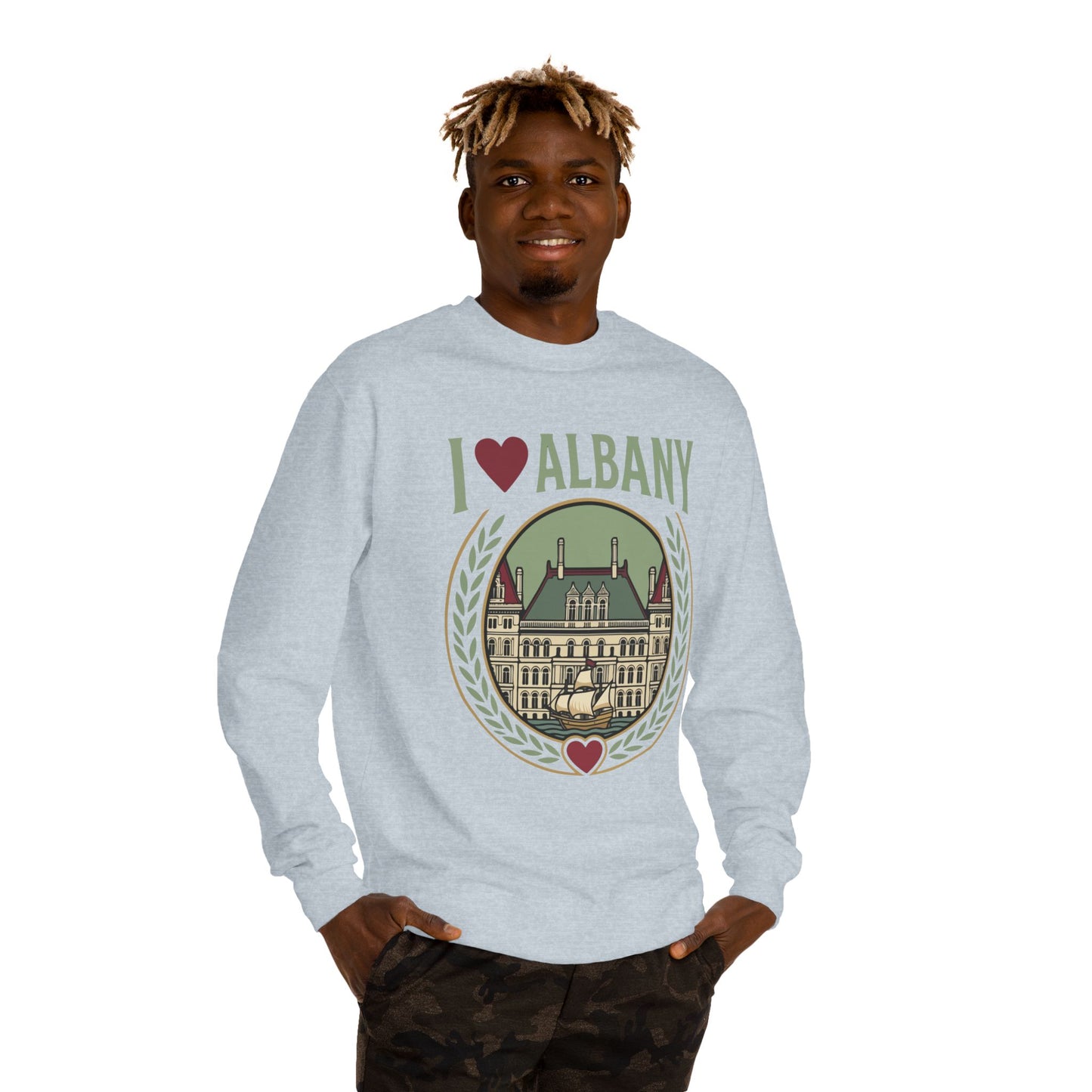 Albany Heart Crewneck Sweatshirt — I  Albany City Landmark Design