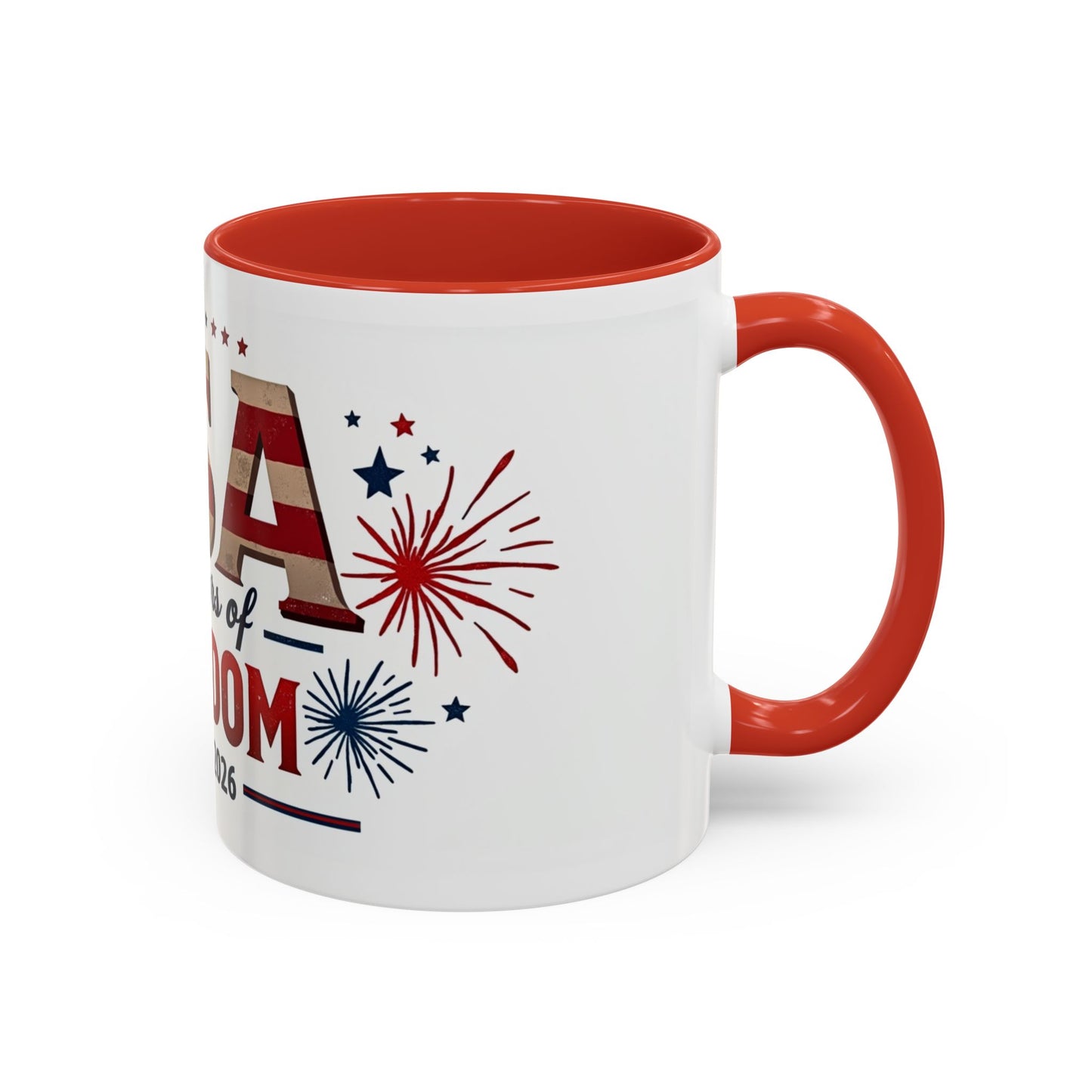 USA 250 Years of Freedom Accent Coffee Mug – 1776–2026 Patriotic Fourth of July Gift