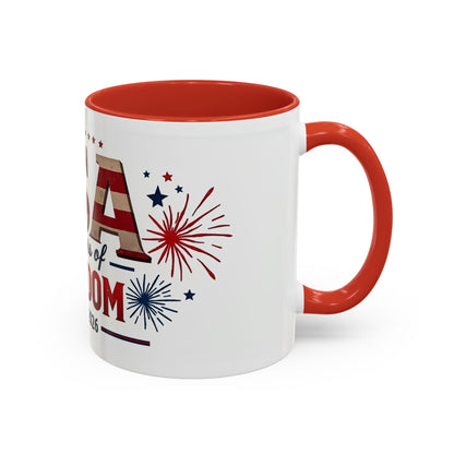 USA 250 Years of Freedom Accent Coffee Mug – 1776–2026 Patriotic Fourth of July Gift