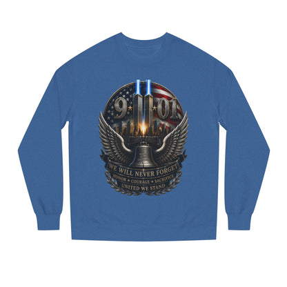 9/11 Memorial Sweatshirt — We Will Never Forget Tribute Crewneck