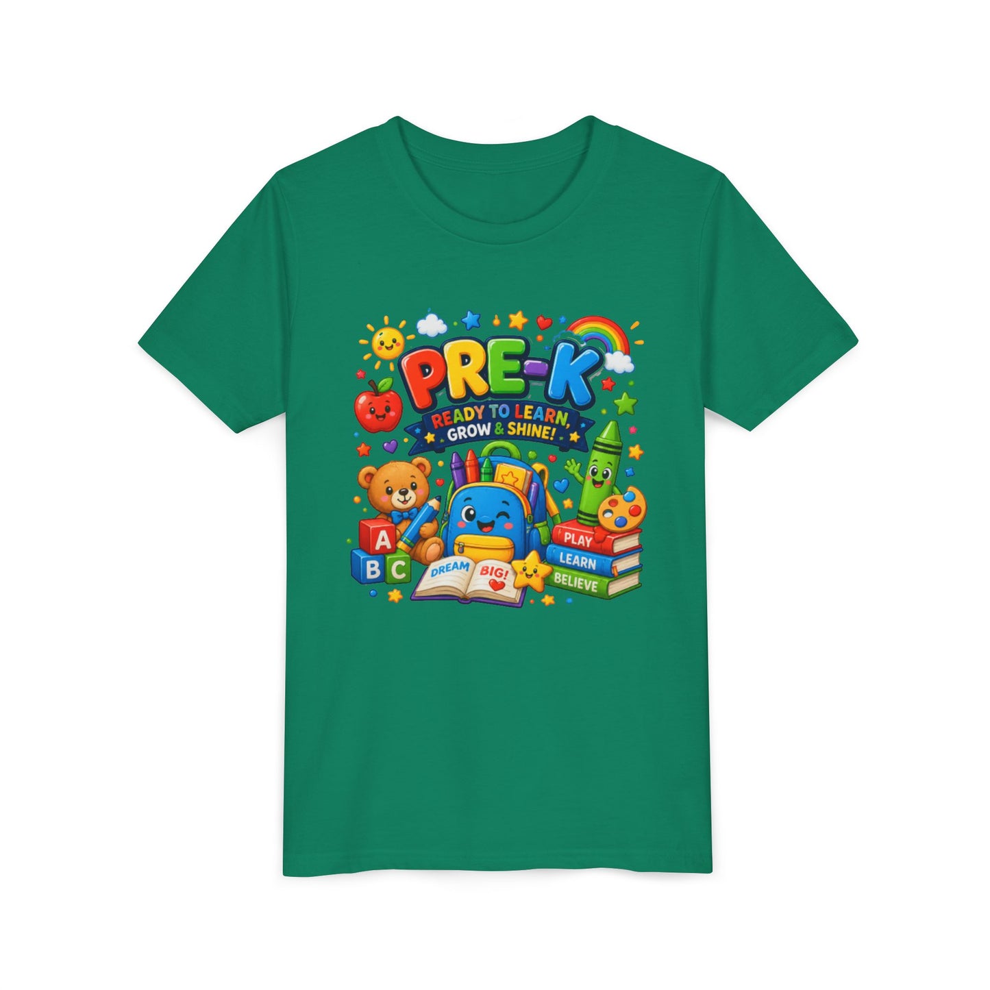 Pre-K Ready To Learn Kids T-Shirt — Colorful Preschool Back-to-School Tee