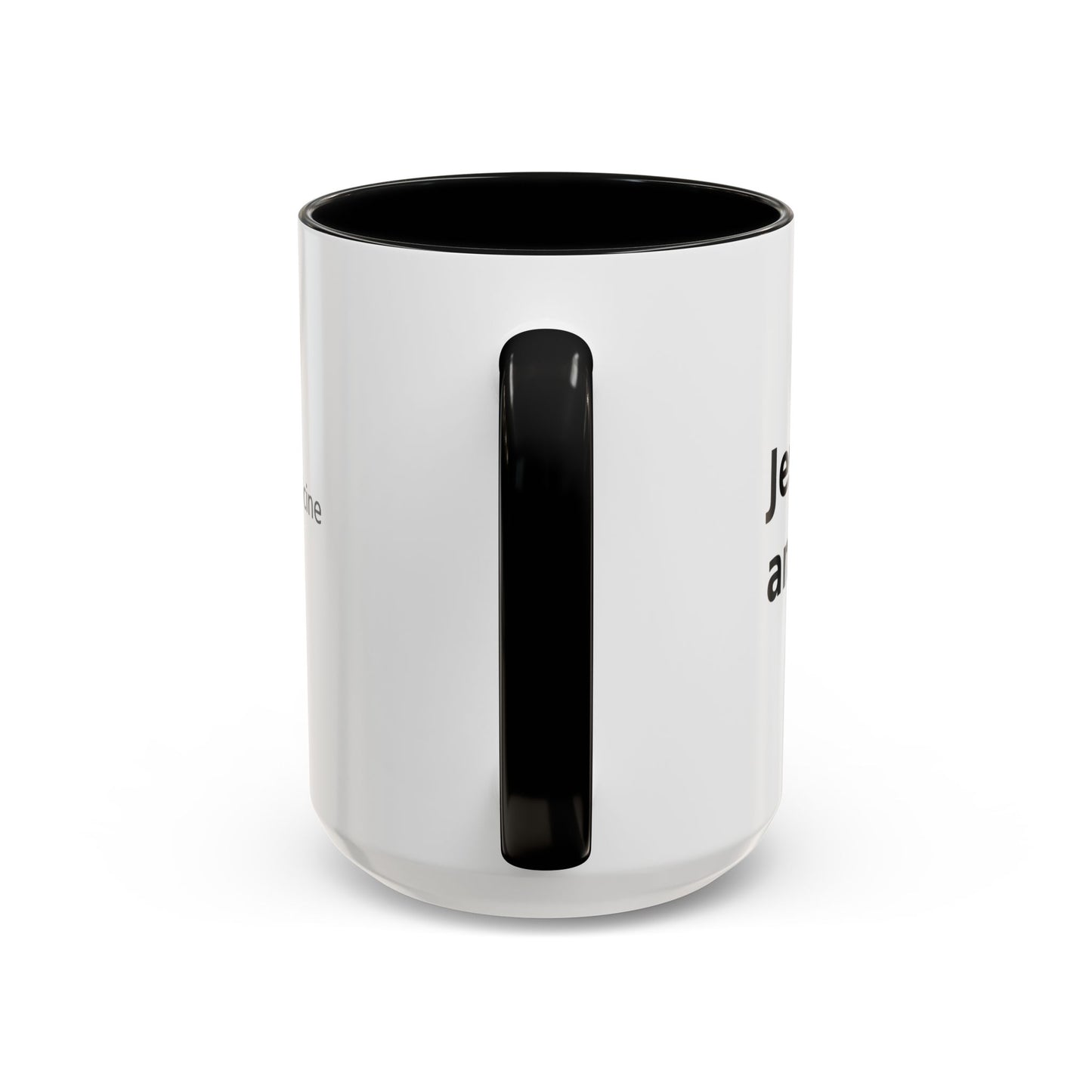 Accent Coffee Mug — “Faith + Medicine: Insulin Saves” Black-Accent Mug (11/15 oz)