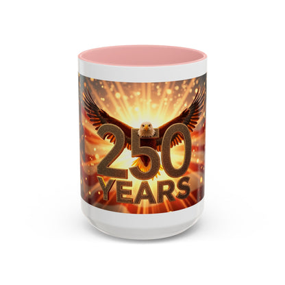 250 Years Commemorative Coffee Mug — Patriotic Eagle & American Flag Accent (11/15oz)