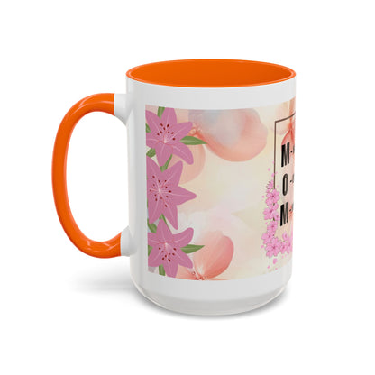Mom Acronym Coffee Mug — "MOM: Magical • One-of-a-Kind • Motivator" Floral Accent