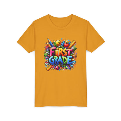 First Grade Kids Tee — Colorful Back-to-School Shirt for Boys & Girls