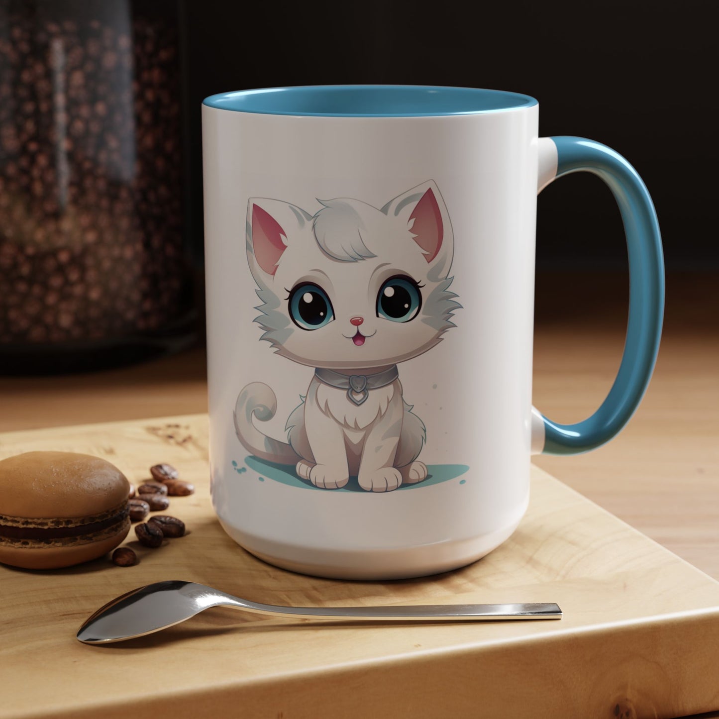 Cute White Kitten Accent Coffee Mug – Adorable Cat Cute Cat Lover Gift