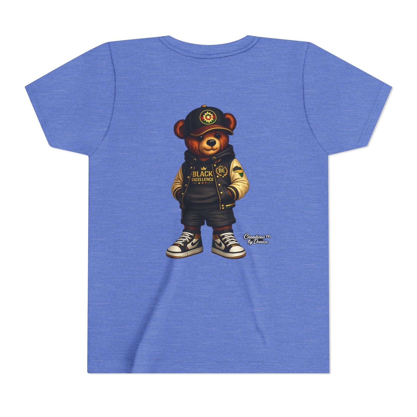 Youth Tee — Streetwear Teddy Bear Graphic (Black Varsity)
