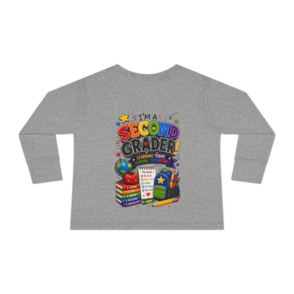 Toddler Long Sleeve Tee — "I'm a Second Grader!" Back-to-School Graphic Shirt
