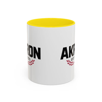 Akron Est. 1825 Accent Coffee Mug — Vintage City Pride Ceramic Mug