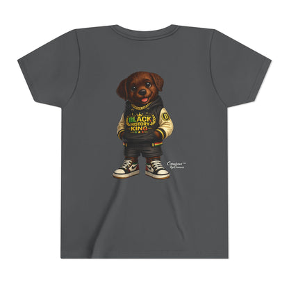 Youth Tee — 'Black History King' Puppy Graphic Shirt