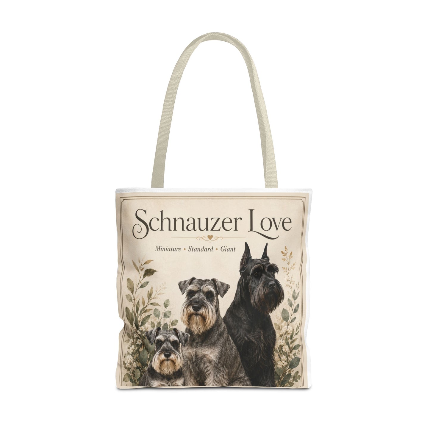 Schnauzer Love Tote Bag — Illustrated Dog Portraits, Miniature Standard Giant