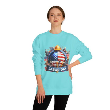 Labor Day Sweatshirt - American Flag Working Hands Design