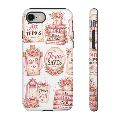 Faith Phone Case — 'Jesus Saves' Floral Christian Scripture iPhone Case