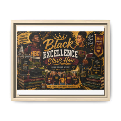Black Excellence Starts Here Framed Canvas