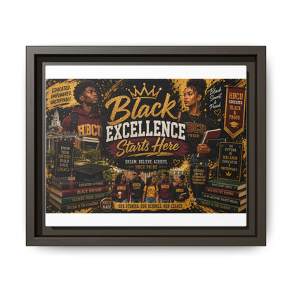 Black Excellence Starts Here Framed Canvas