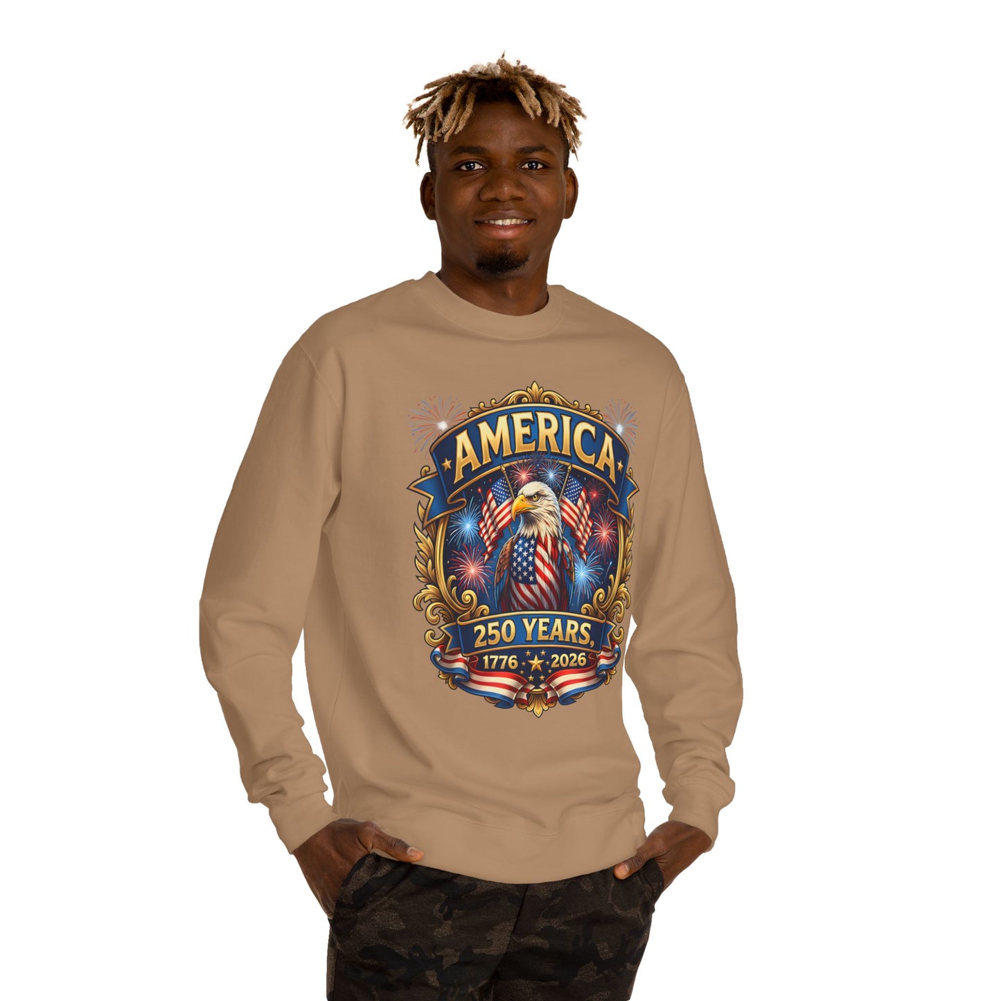 America 250 Years Crewneck Sweatshirt — 1776–2026 Patriotic Eagle Design