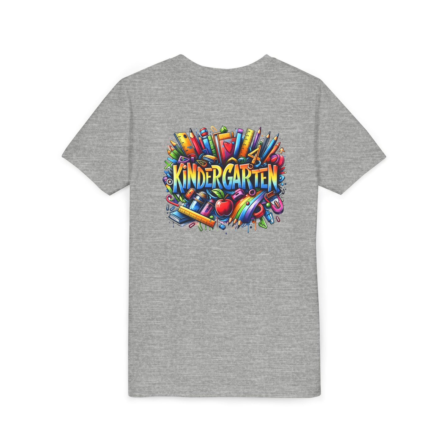 Kindergarten Colorful School Supplies Youth Tee — Back-to-School Kids T-Shirt