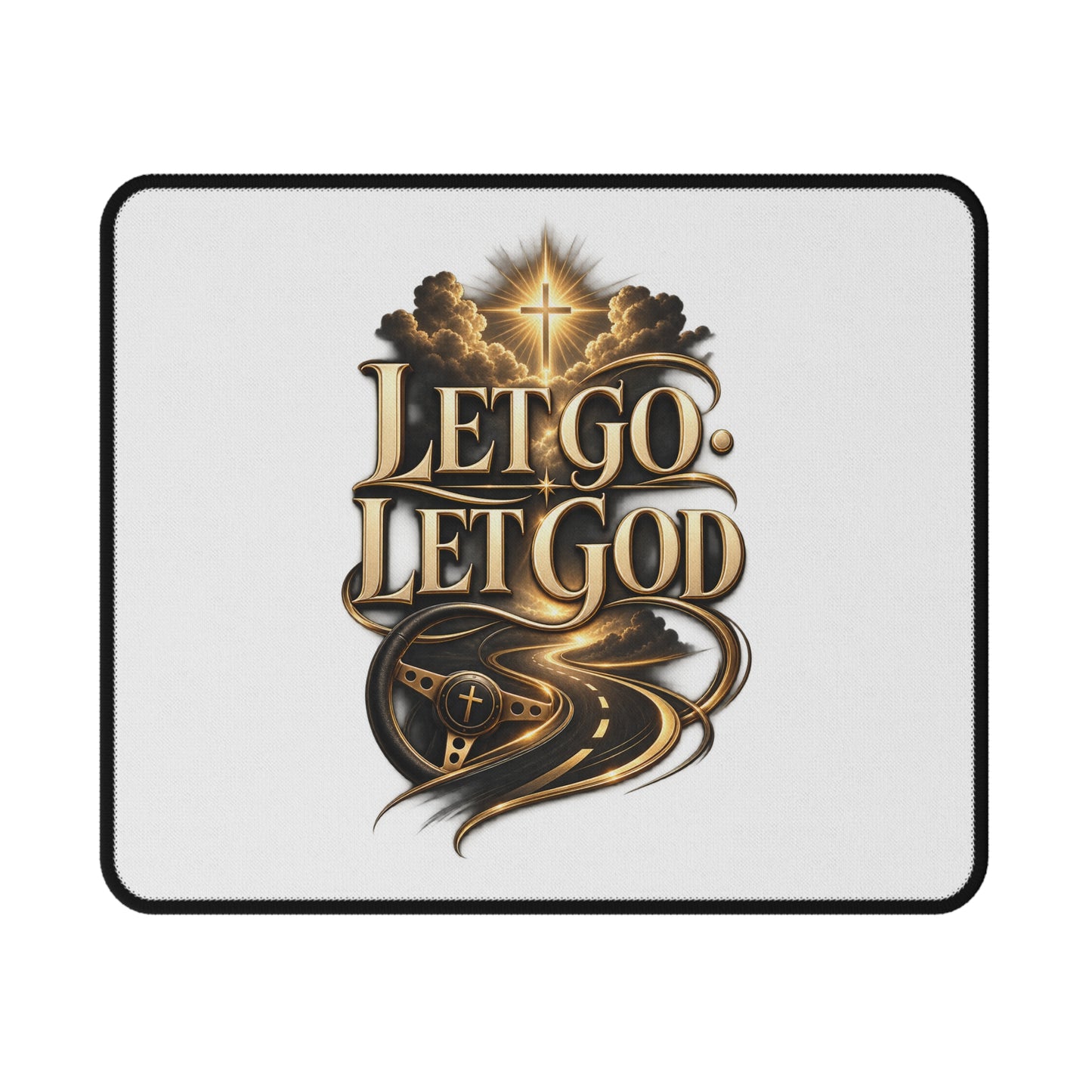 Let Go Let God Gaming Mouse Pad — Christian Inspirational Non-Slip Mousepad