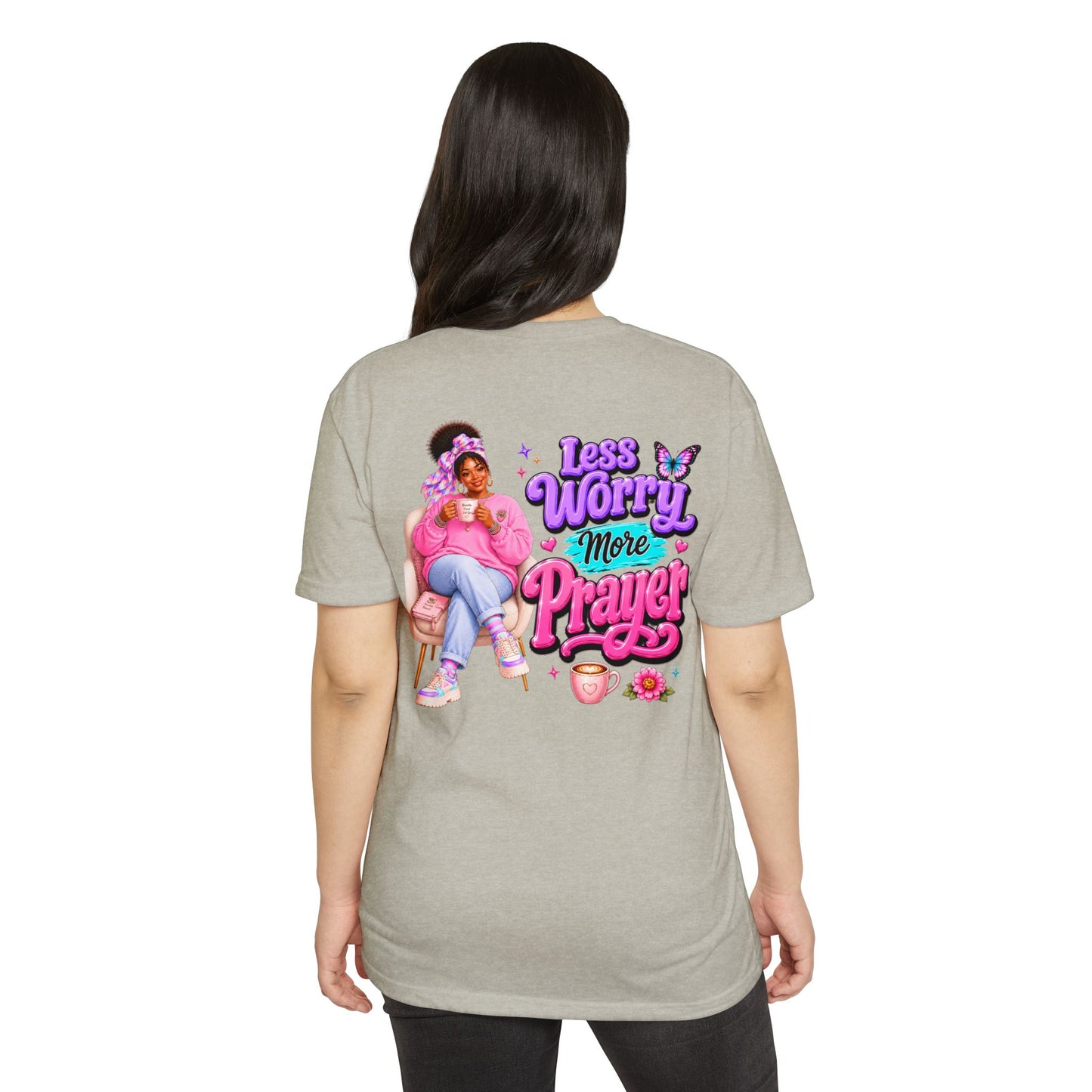 Less Worry More Prayer Tee — Inspirational Christian Graphic T-Shirt