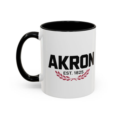 Akron Est. 1825 Accent Coffee Mug — Vintage City Pride Ceramic Mug