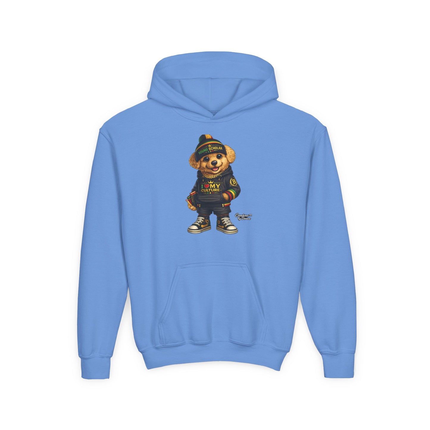 Kids Teddy Bear Hoodie — 'I Love My Culture' Streetwear Youth Sweatshirt