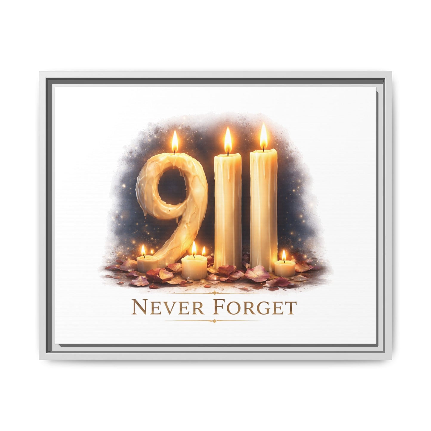 9/11 Never Forget Framed Canvas Print