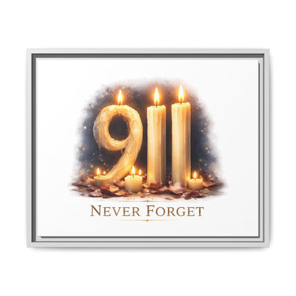 9/11 Never Forget Framed Canvas Print