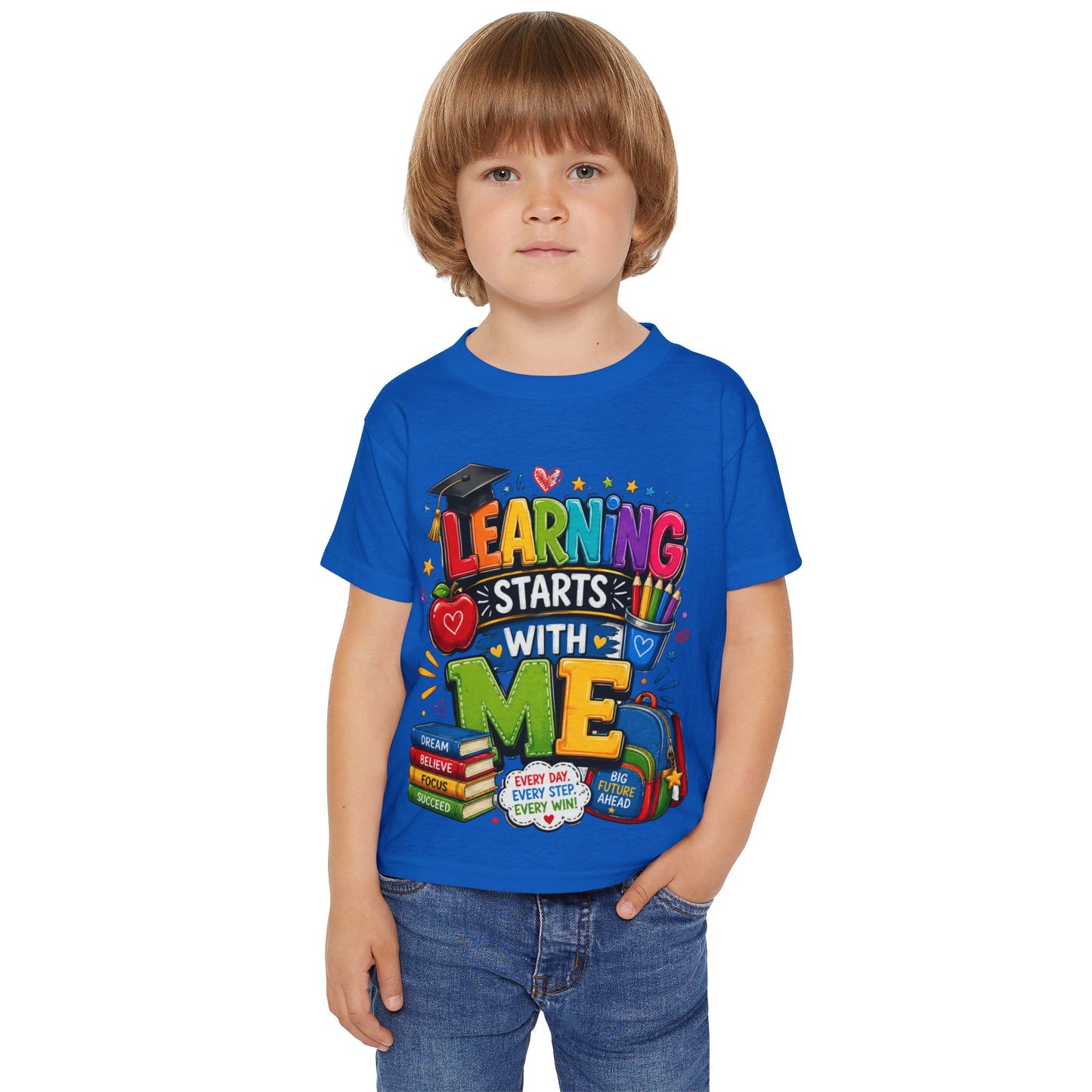 Toddler T-Shirt — "Learning Starts With Me" Colorful Back-to-School Tee