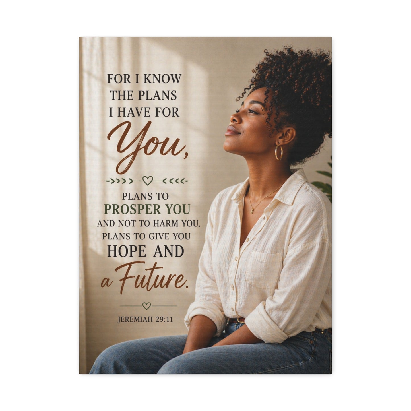 Jeremiah 29:11 Canvas Wall Art — "For I Know the Plans I Have for You" Inspirational Stretched Canvas