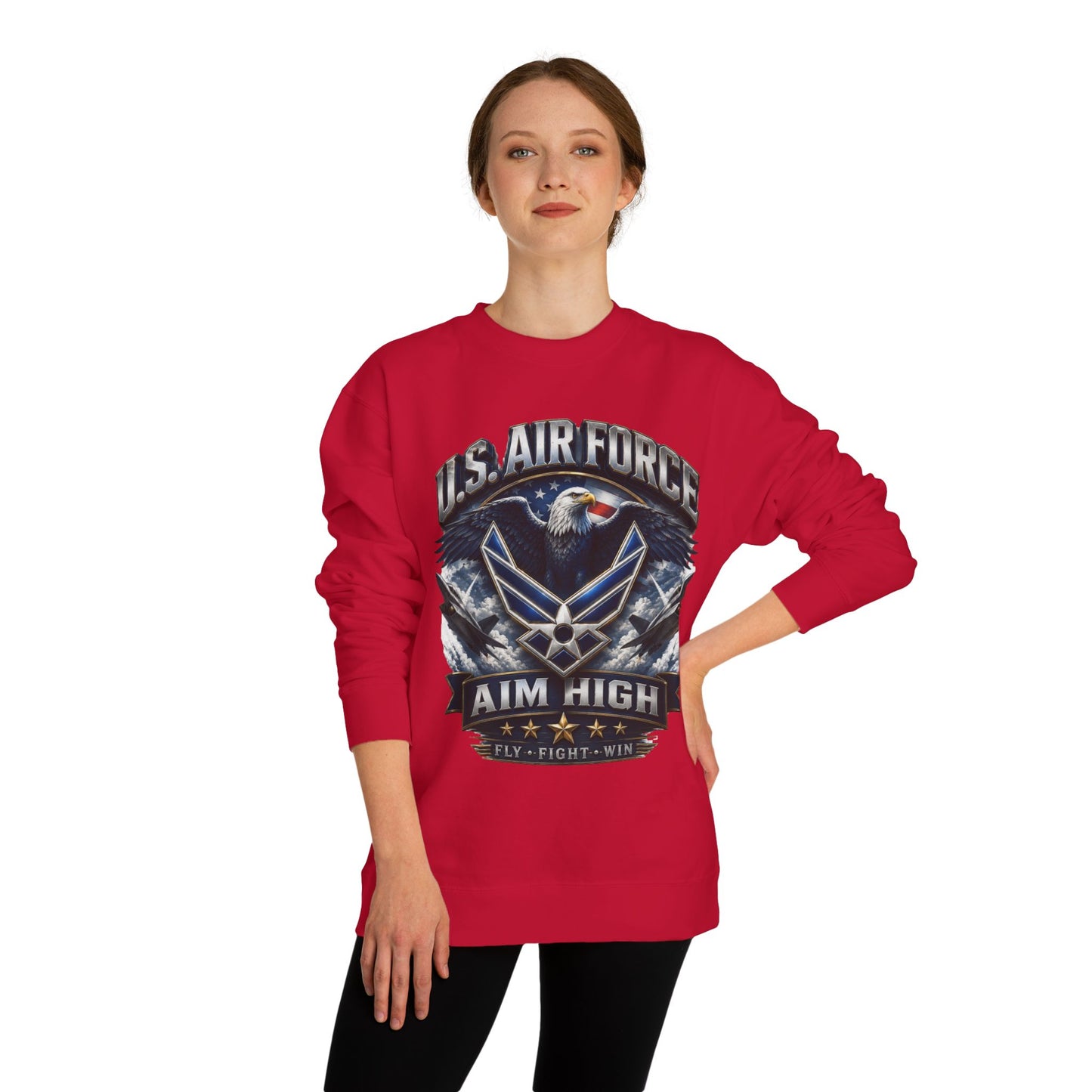 Air Force Crewneck Sweatshirt — "U.S. Air Force Aim High" Military Logo Pullover