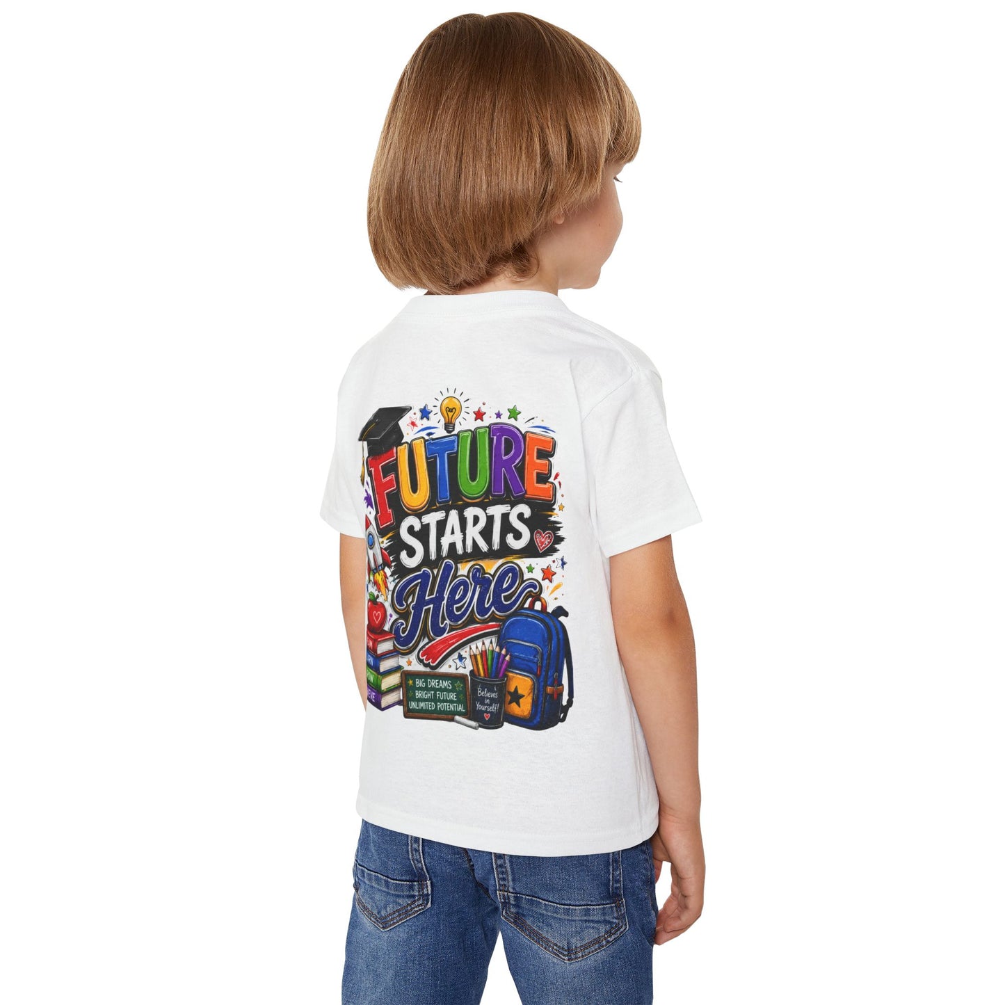 Toddler T-Shirt — "Future Starts Here" Back-to-School Graphic Tee