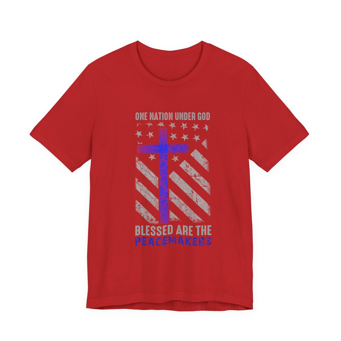 Blessed Are the Peacemakers T‑Shirt — Thin Blue Line Cross, "One Nation Under God" Patriotic Police Tee